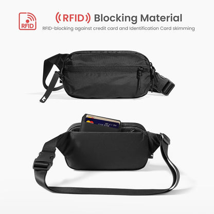 tomtoc 3.5L Sling Bag with RFID Blocking, Crossbody Bag Chest Shoulder Pack for Men and Women, Water-resistant Lightweight Casual Waist Fanny Pack for Travel/Daily Use