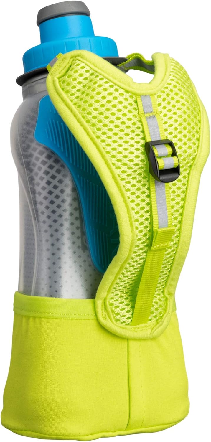Nathan Running Handheld Water Bottle Adjustable No-Grip Quick Squeeze Lite Hand Strap. Reflective Hydration