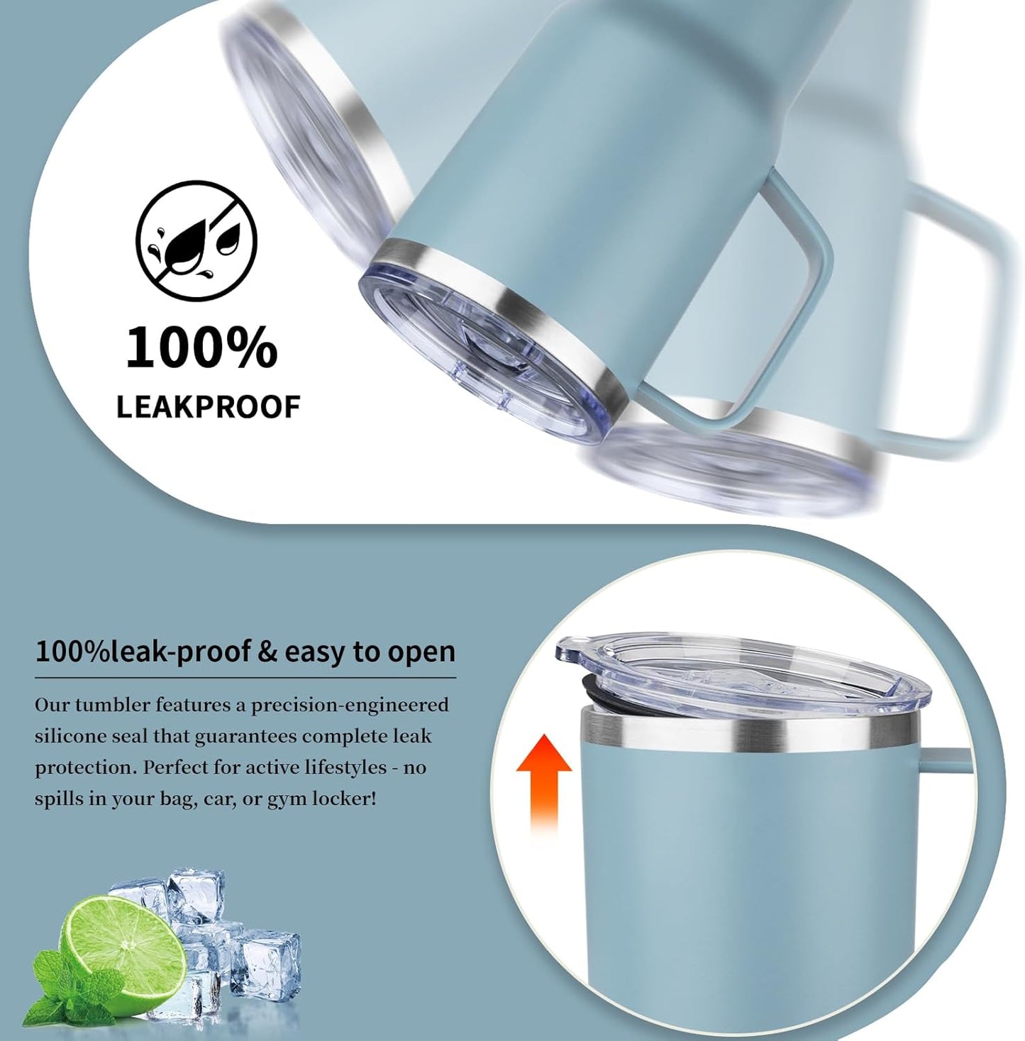 20oz Insulated Tumbler with Handle Stainless Steel Travel Coffee Mug with Lid and Straw Double Wall Vacuum Leak-proof Reusable Thermal Water Cup for Hot and Cold Drinks (Purple,1 Pack)