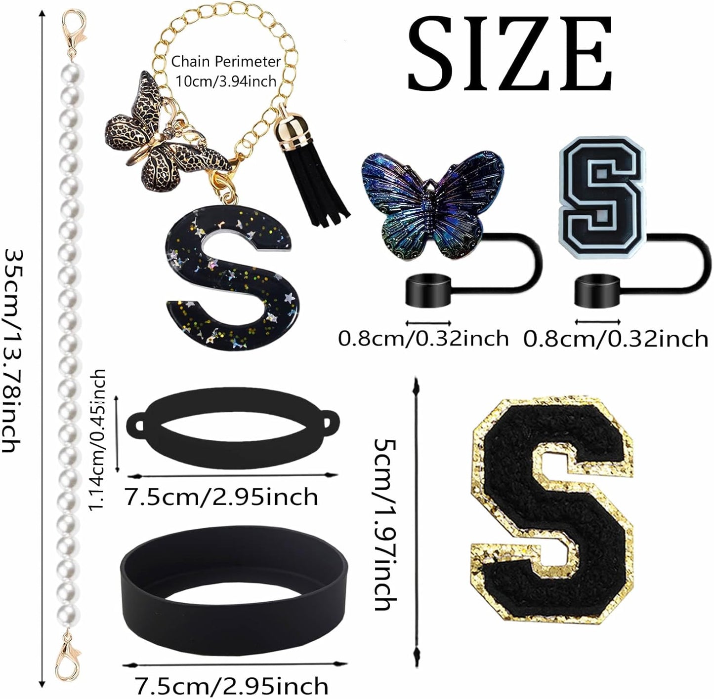 7pcs Cup Accessories for Stanley 30/40oz Tumbler, Handle Strap, Straw Cover, Silicone Boot, Letter Charm Stickers