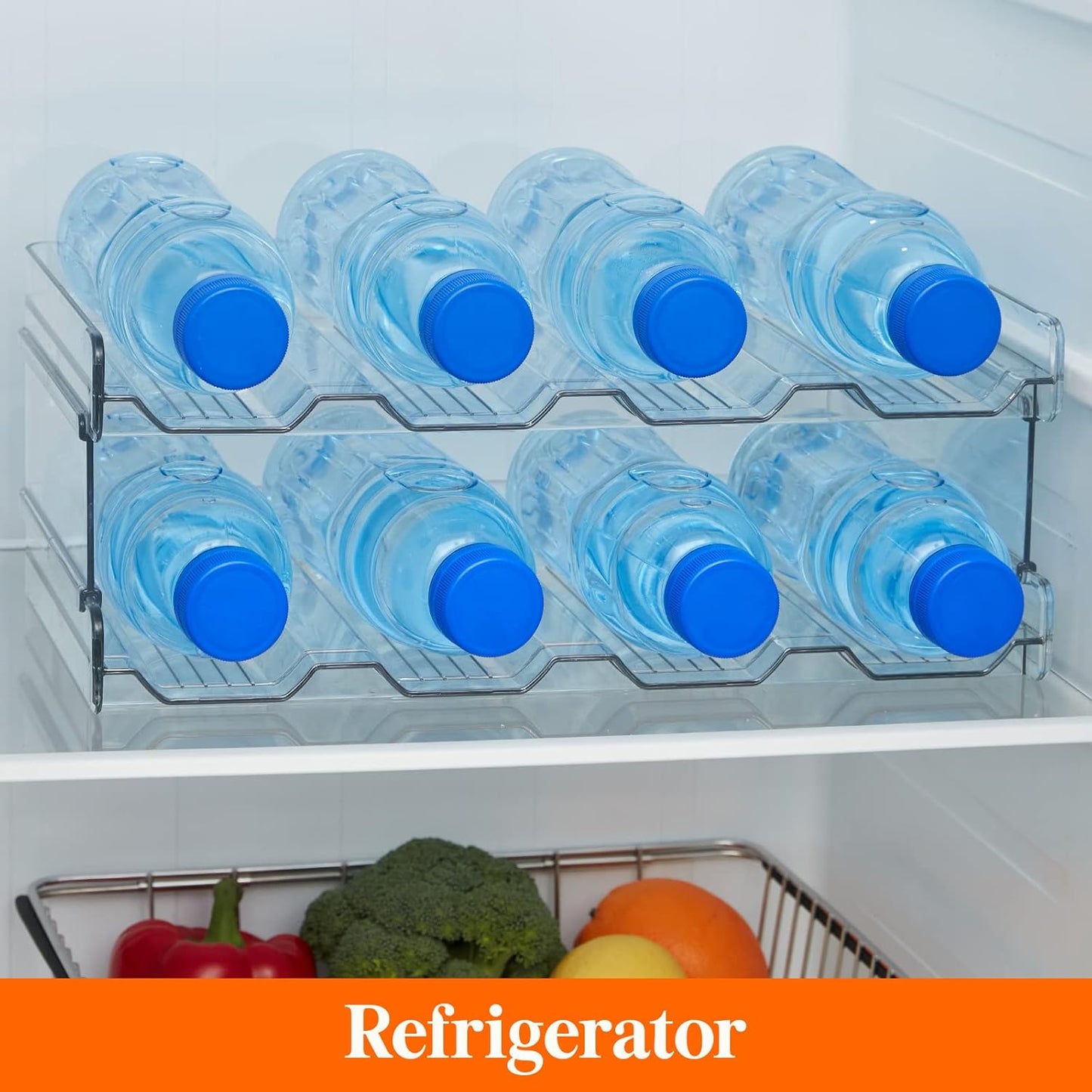 Lifewit 2 Tier Stackable Water Bottle Organizer for Cabinet, Plastic Bottle Holder Fits 6 Bottles/Tumblers up to 3.8" Diameter for Pantry/Countertop/Cupboard, 28 x 19 x 15 cm/11 x 7.5 x 5.7"