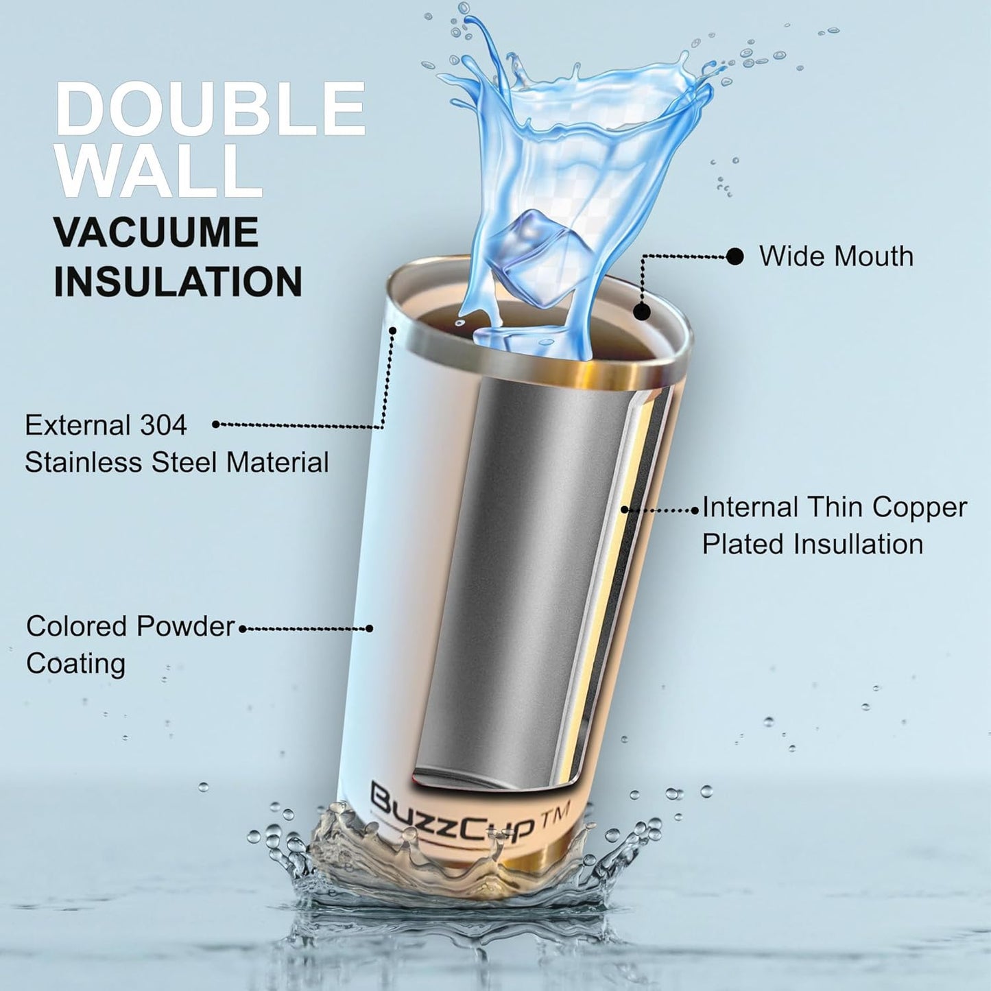 20 oz Stainless Steel Tumbler with Magnetic Slide Lid – Double Wall Insulated Coffee Travel Mug, Leak Proof Iced Coffee Cup, Hot & Cold Tumbler (Black)
