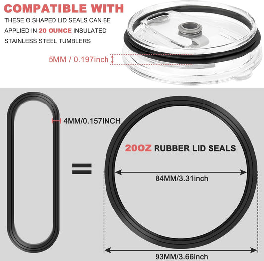 16PCS 20ozReplacement Rubber Lid Ring, 3.7inch Diameter Gasket Seals, compatible with 20oz straws, leak proof silicone cup cover gasket seal ring parts, for water bottle O-ring cup cover replacement