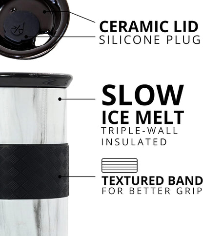 Elemental Artisan Insulated Tumbler, Triple Wall Coffee Travel Mug, Reusable Stainless Steel Coffee Tumbler with Ceramic Lid, Thermal Coffee Cups for Hot (6 Hrs) & Cold (18 Hrs), 16oz - Forest Green