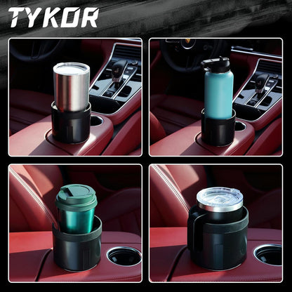 TYKOR Car Cup Holder Expander Adapter with Offset Base, Cup Holder Extender for Car Compatible with Yeti 14/24/36oz, Hydro Flasks 32/40oz, Other Large Water Bottles and Mugs in 3.2"-4.0"