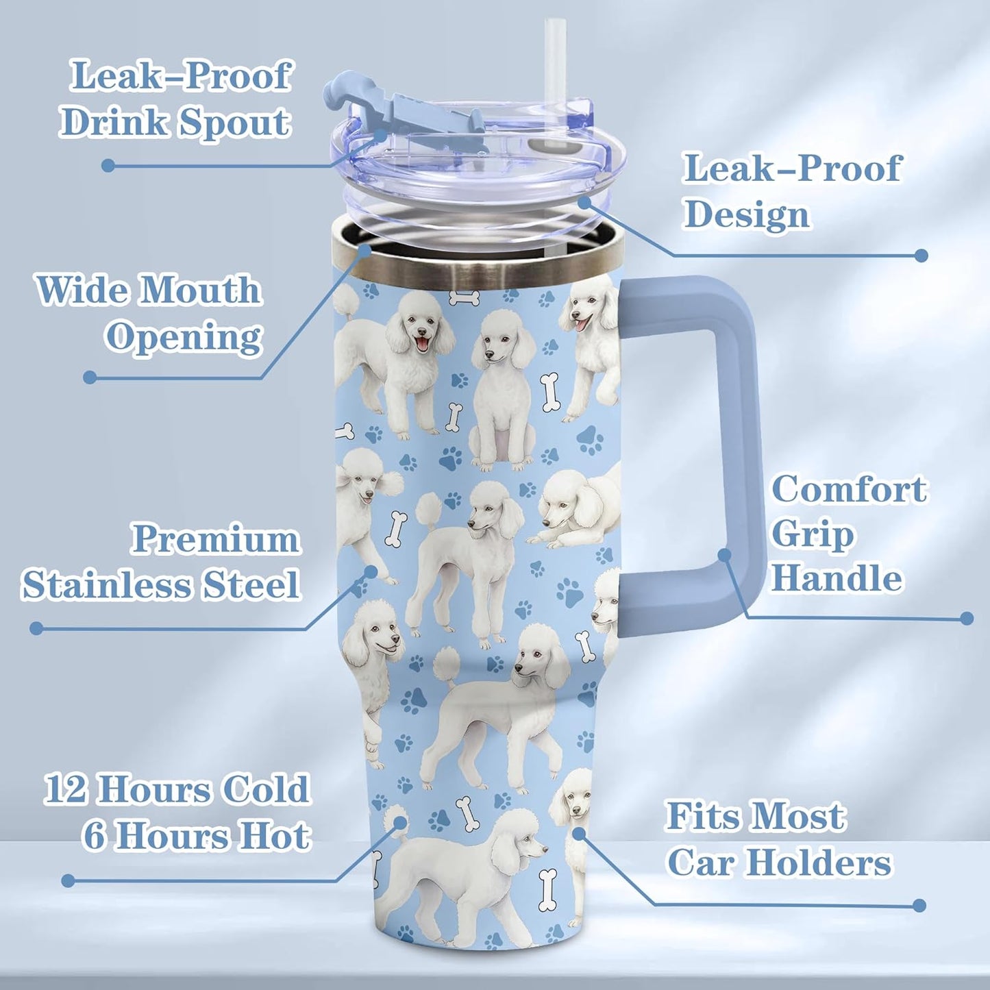 Beagle Gifts for Women Men, 40oz Stainless Steel Insulated Tumbler Travel Cup Mug, Funny and Unique Beagle Gifts for Dog Lover - Colors A