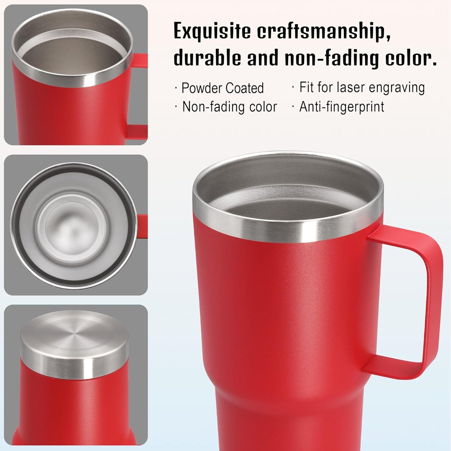 20 oz Tumbler with Handle and Lid, Stainless Steel Tumbler Insulated Travel Coffee Mug, Spill Proof Double Wall Vacuum Tumbler Cup Keep Drink Hot & Cold,White, 1 Pack