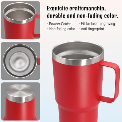 20 oz Tumbler with Handle and Lid, Stainless Steel Tumbler Insulated Travel Coffee Mug, Spill Proof Double Wall Vacuum Tumbler Cup Keep Drink Hot & Cold,White, 1 Pack