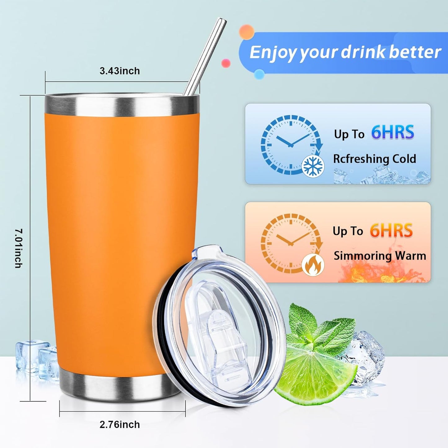 20oz Tumbler with Straw and Brush, Stainless Steel Vacuum Insulated tumbler, Double Wall Insulated Coffee Tumbler for Outdoor, Home, Travel,Office (Buff,1pcs)