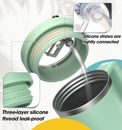 40 Oz Tumbler Flip Straw Lid for Stanley Quencher, Silicone Leak Proof Replacement Cover Reusable, Splash Resistant Cup Lids Accessories with Cleaning Brush Set