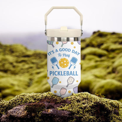 30 oz Tumbler with Handle Flip Straw Leak Proof - Pickleball Mug 30oz Tumbler Travel Coffee Mug with Handle - Birthday Gifts for Women Pickleball Lovers Players 30 Ounce Stainless Steel Cup