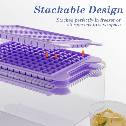 Mini Ice Cube Tray for Freezer: GGUW Nugget Ice Cube Tray with Bin - Crushed Ice Tray Making 4×117 PCS Icecube - Easy Release Iced Maker Trays