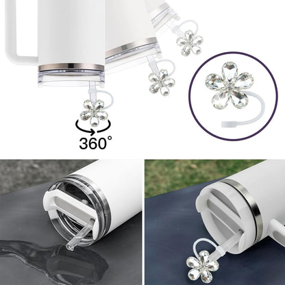 Cute Straw Cover Cap for Stanley Cup Accessories,Bling Straw Toppers for Stanley Tumbler 40&30 oz,Reusable Straws Tips Protectors Compatible with 10mm Straws