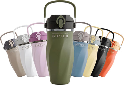 Earth Stone - 24oz Insulated Protein Shaker Bottle - Medical-Grade 316 Stainless Steel - Patent-Pending Clump-Free Design - Odor Proof & Leak-Proof Metal Blender Cup