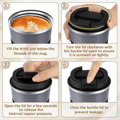 KETIEE Travel Coffee Mug Spill Proof 12oz, Insulated Travel Mug to Go, Reusable Coffee Cup with Seal Lid, Vacuum Stainless Steel Tumbler for Hot/Cold Drinks (Red)