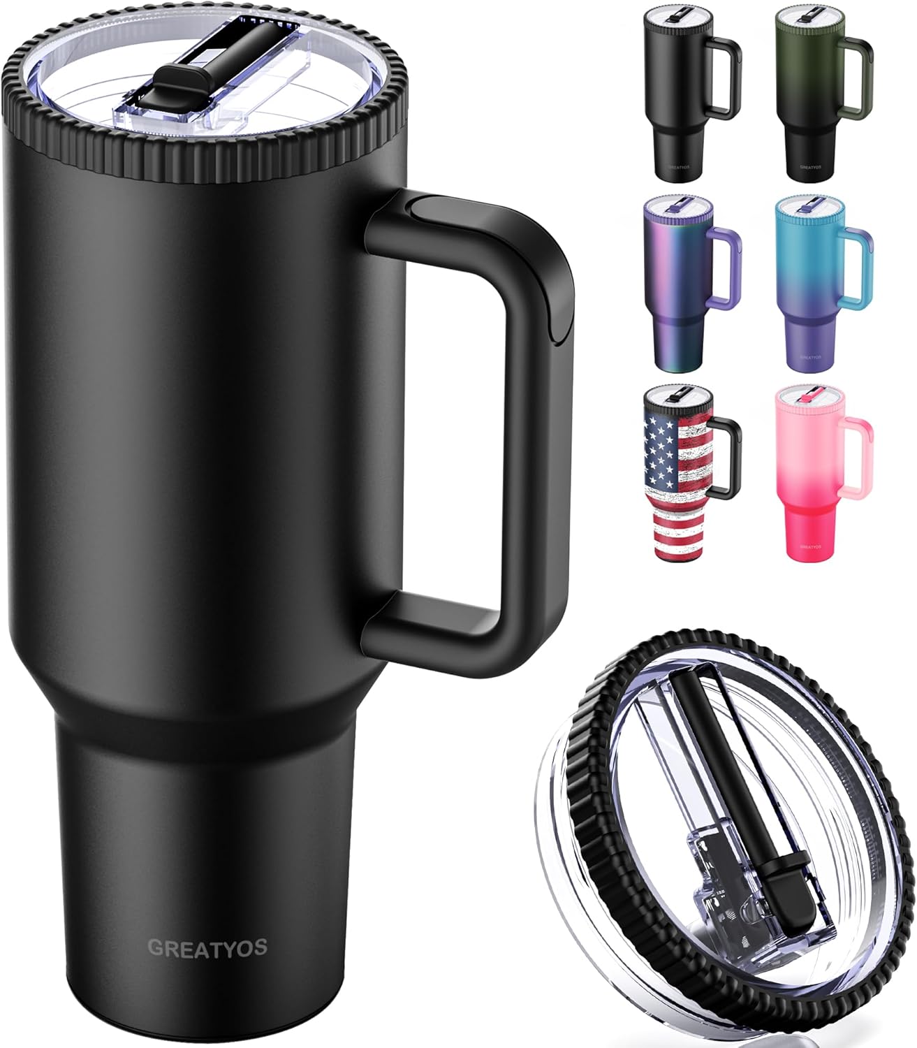 Greatyos 40 oz Tumbler with Handle and Flip Straw Lid - Upgraded Traveler 40oz Tumblers with Lids Straws Vacuum Insulated Leak Proof Stainless Steel Cup Mug Gifts for Men Women Him Her (Ocean Dream)