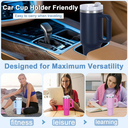 15 Pack 40 Oz Tumbler with Handle and Straw Bulk, 40 Oz Tumbler Stainless Steel Vacuum Insulation Keep Hot and Cold, 40 Oz Travel Coffee Mug with Silicone Spill Proof Stopper Set, Individually Boxed