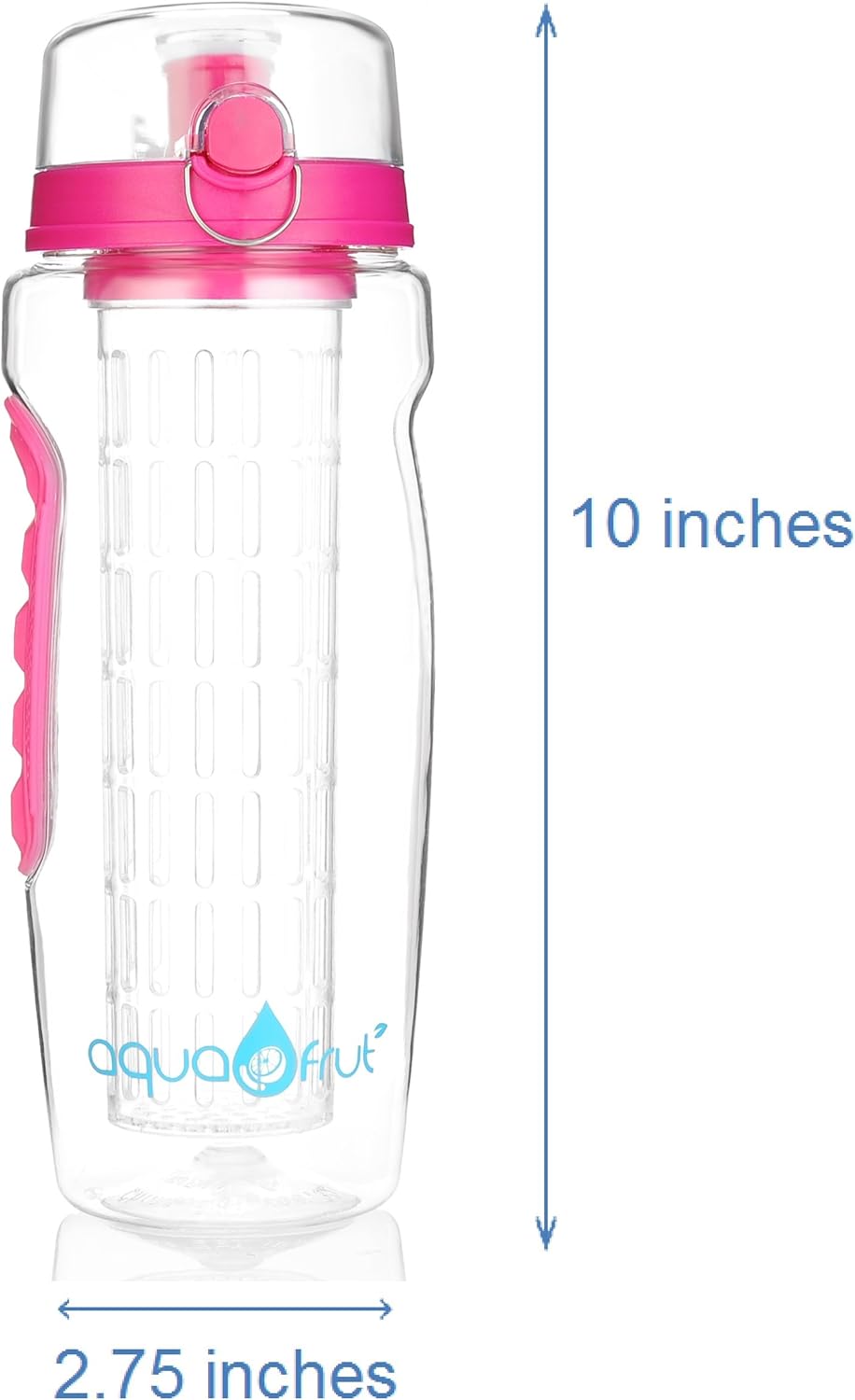 aquaFrut 32 OZ Fruit Infuser Water Bottle BPA-Free Fruit Infusion Sports Bottle - Flip Top Lid w Drinking Spout, Leak Proof, Made of Durable Tritan. Free Recipe eBook! (Teal)