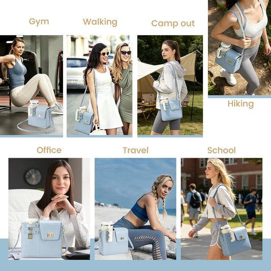Outdoor Portable Crossbody Water Cup Purse Bag Water Bottle Carrier Bag with Phone Pocket Tumbler Carrier with Strap