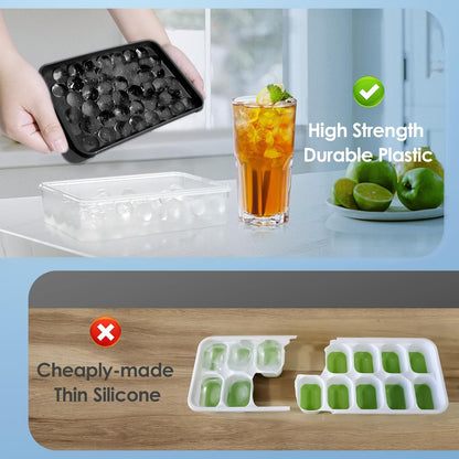 WIBIMEN Ice Cube Tray with Lid and Bin - Round Ice Trays for Freezer with Lid - Ice Cube Trays for Freezer with Ice Container (1"-2PACK Blue)