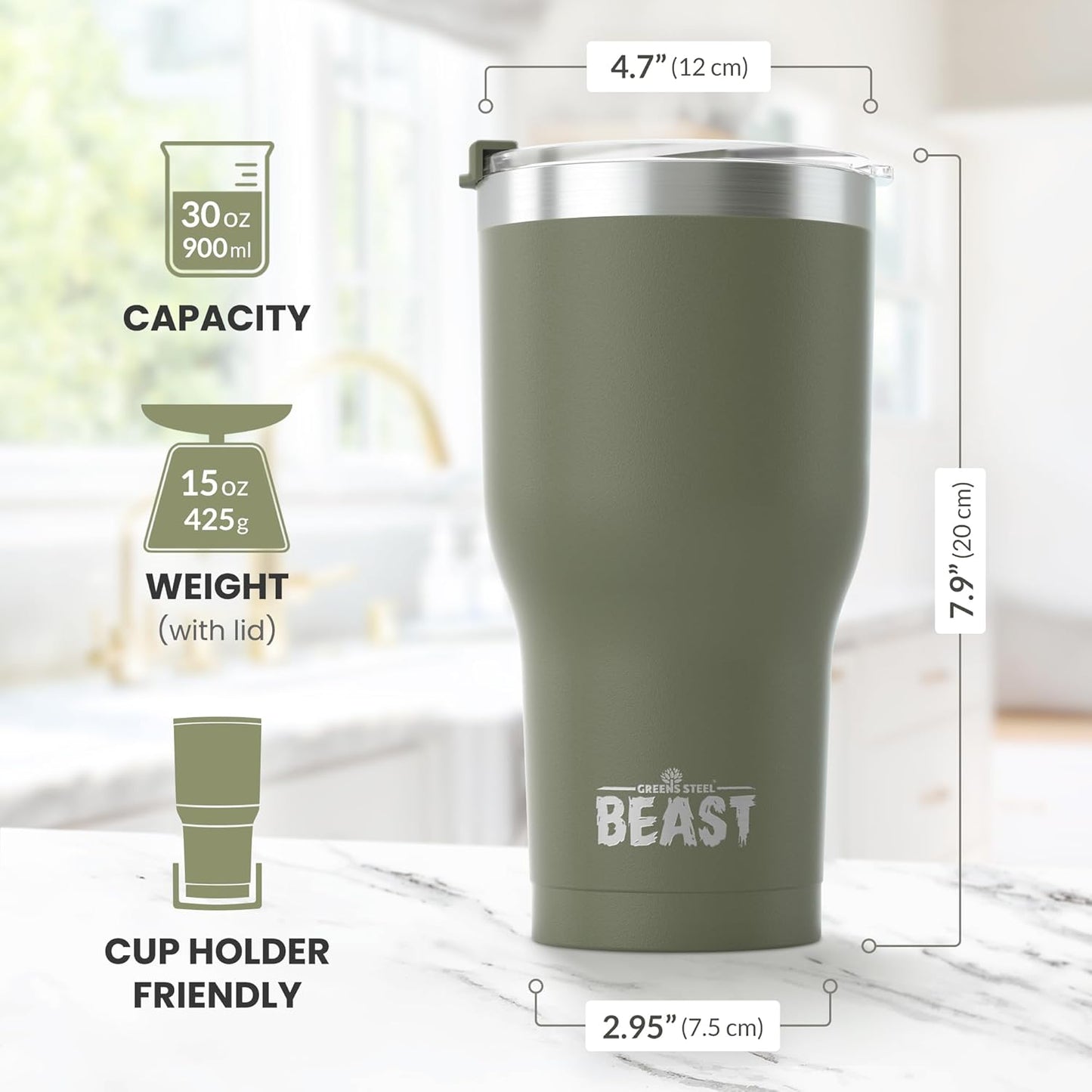 Beast 10 oz Tumbler Stainless Steel Vacuum Insulated Coffee Ice Cup Double Wall Travel Flask (Arctic White)