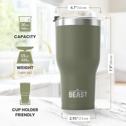 Beast 10 oz Tumbler Stainless Steel Vacuum Insulated Coffee Ice Cup Double Wall Travel Flask (Arctic White)