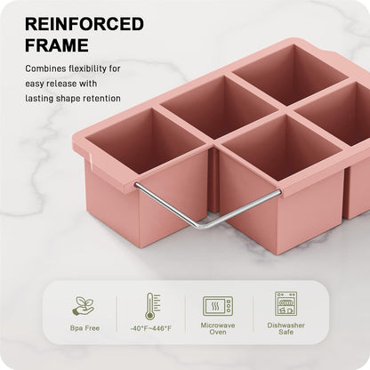 VLM 3 Packs Large Ice Cube Molds with Stackable Lid,Silicone Ice Cube Tray for Freezer,Big Square Ice Tray for Whiskey,Cocktails,Bourbon and Soups (Neutral)