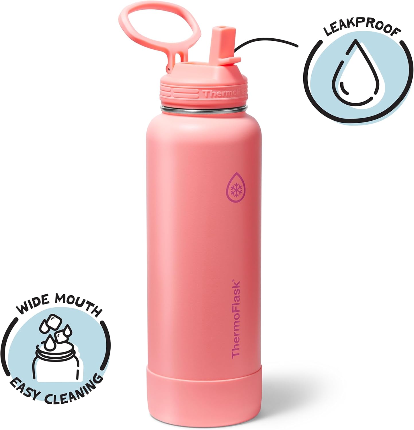 ThermoFlask Insulated Water Bottle with Spout Lid (24 oz, Lemonade Stand) - Leakproof, Stainless Steel Water Bottle for Cold & Hot Drinks, Travel & Daily Hydration