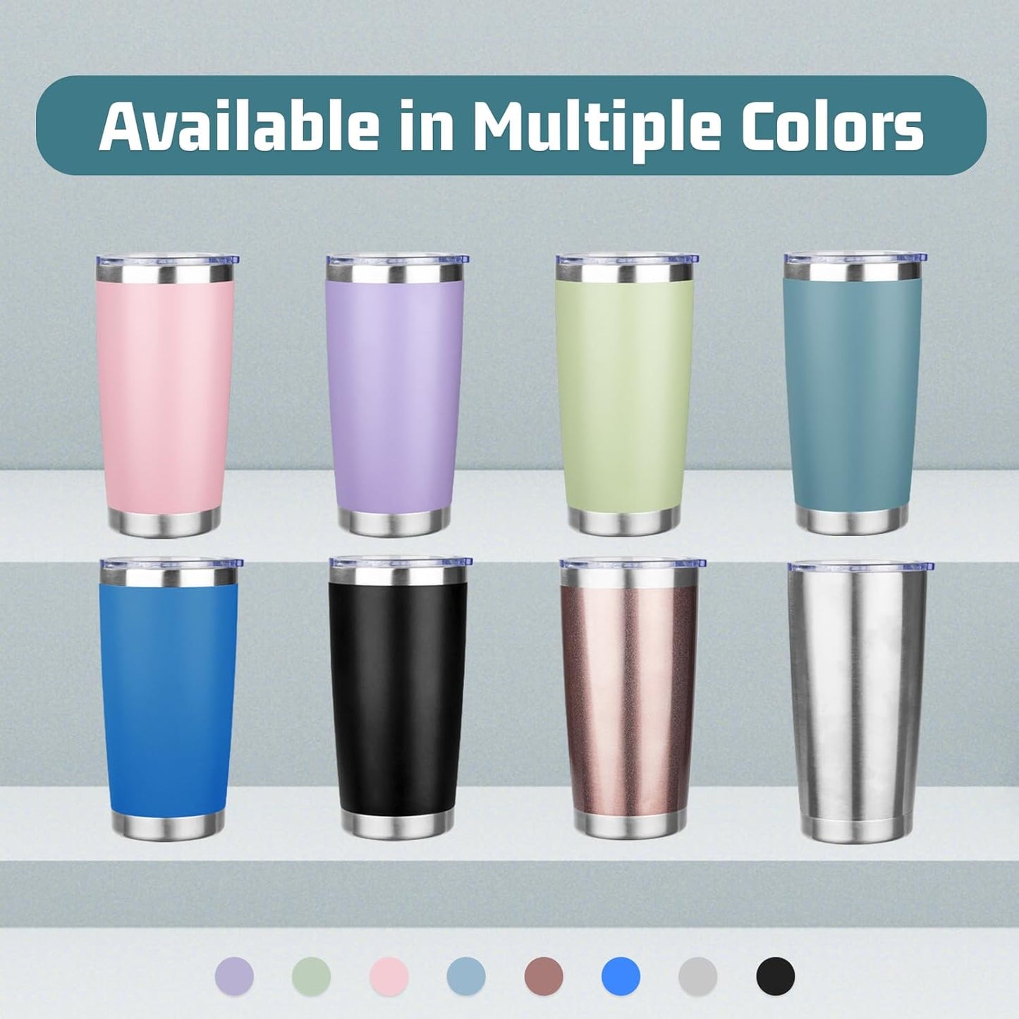 20 oz Tumbler with Lids and Straws, Stainless Steel Insulated Travel Coffee Mug, Double Wall Vacuum Insulated Tumblers, Powder Coated Coffee Tumbler for Cold & Hot Drinks (Light Purple)