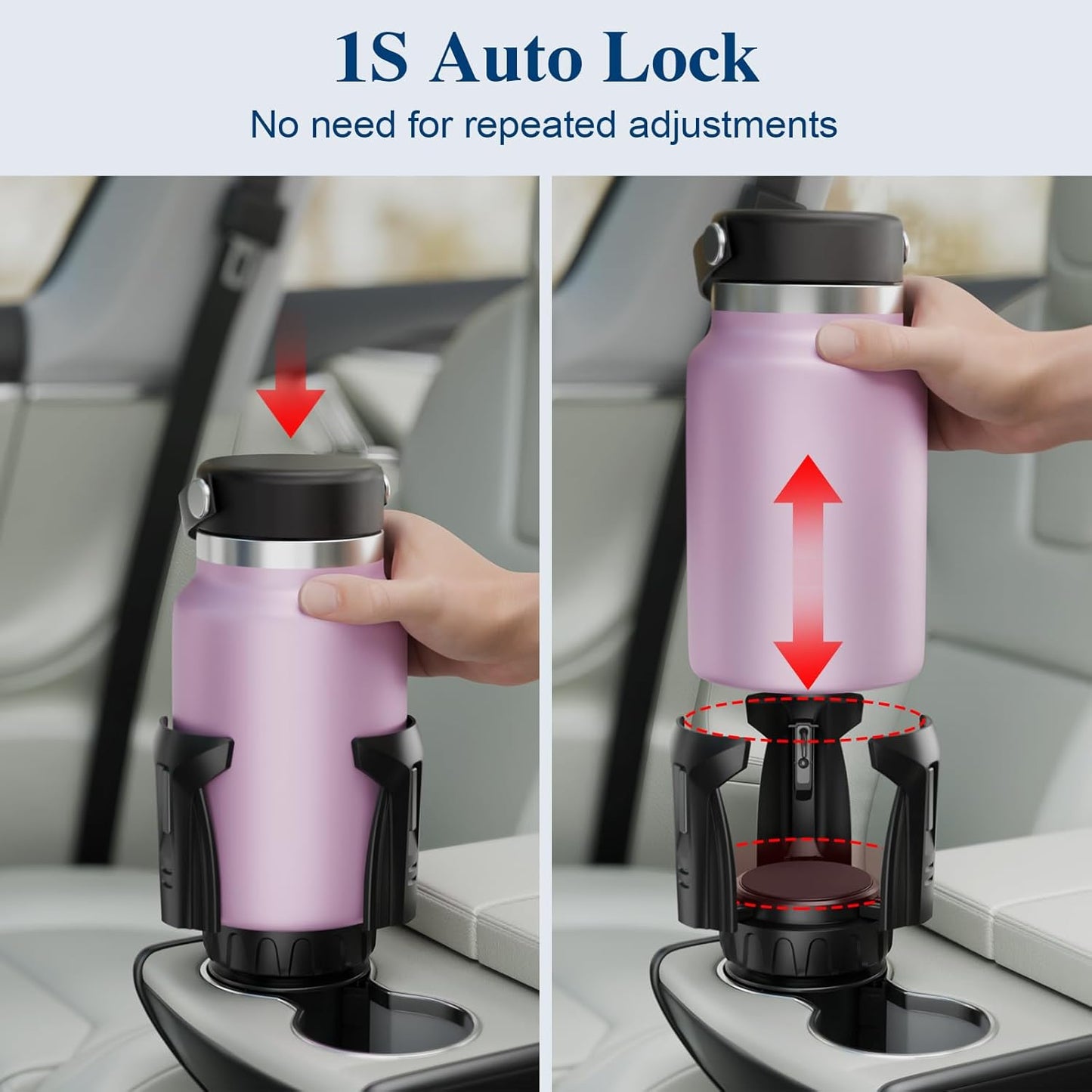 Car Cup Holder Expander, Cup Holder Extender Adapter with Expandable Arm and Adjustable Base, Compatible with Yeti Ramblers 14-64oz, Hydro Flasks 18-64oz Most Coffee Mugs Bottles & Cups