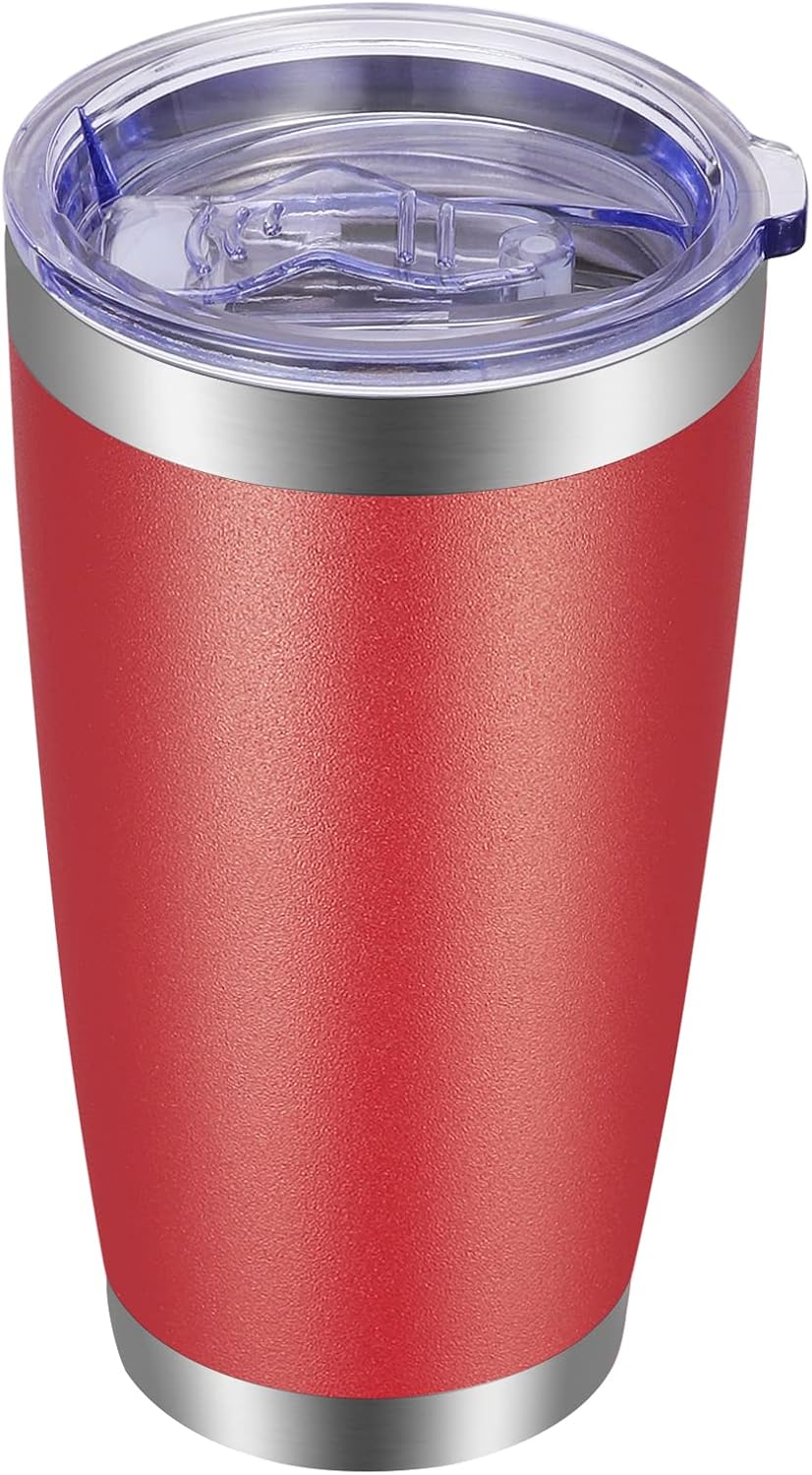 VEGOND 20oz Tumbler with Lid and Straw Stainless Steel Tumbler Cup Bulk Vacuum Insulated Double Wall Travel Coffee Mug Powder Coated Coffee Cup, Black, 12 Pack