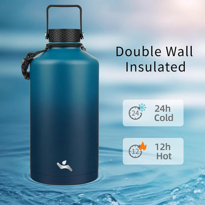 Konokyo 22oz Stainless Steel Bottles with 3 Lids Sport Insulated Water Bottle,Mint