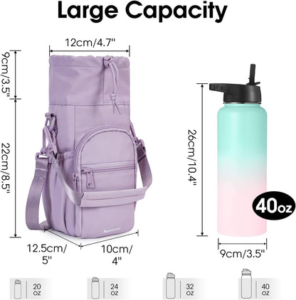 sportsnew Water Bottle Holder 40oz Crossbody Insulated Cup Sleeve Water Bottle Carrier Sling Bag with Phone Pocket, Walking