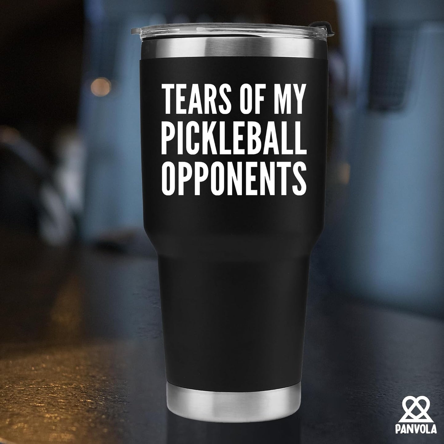 Panvola Tears of My Pickleball Opponents Tumbler Sports Player Coach Gifts Vacuum Insulated Stainless Steel Tumbler With Removable Lid And Straw (30 oz)