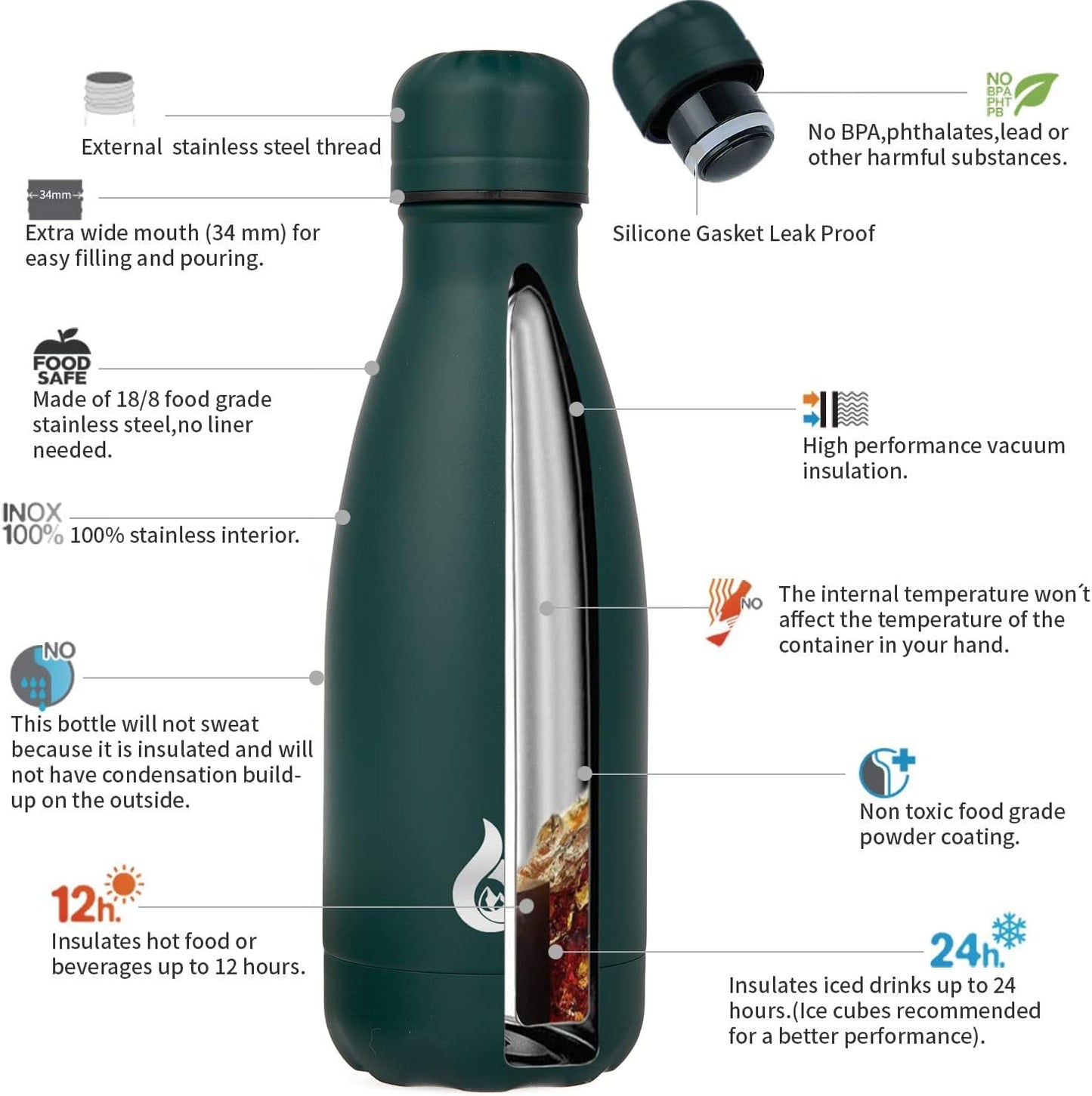 BJPKPK Insulated Water Bottle 12oz Small Stainless Steel Water Bottles Reusable Metal Thermal Keep Cold and Hot,Dreamy Purple - Colors B