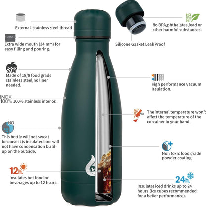 BJPKPK Insulated Water Bottle 12oz Small Stainless Steel Water Bottles Reusable Metal Thermal Keep Cold and Hot,Dreamy Purple - Colors B