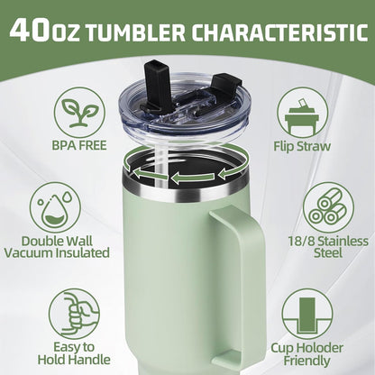 20 oz Tumbler with Handle, Stainless Steel Insulated Tumbler with Lid and Straw, Double Wall Vacuum Coffee Mug Tumbler, Insulated Coffee Thermal Cup for Cold and Hot (Light Purple)