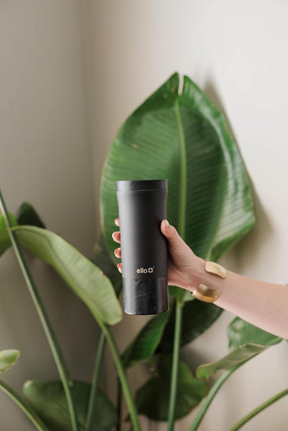 Ello Miri 16oz Vacuum Insulated Stainless Steel Travel Mug, Leak-Proof Slider Lid, Keeps Hot for 5 Hours, Perfect for Coffee or Tea, BPA-Free, Fits Most Cupholders, Holiday Gift, Speckle