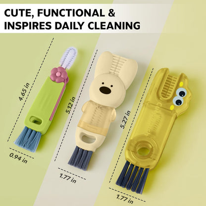 Cup Lid Cleaning Brush, 3 in 1 Lid Cleaner for Tumblers and Water Bottles, Gap Cleaning Brush with Straw Hole Detail Tool, Multifunctional Brush for Daily Use (Pink Purple)