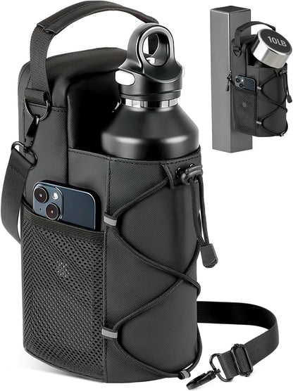 Magnetic Gym Bag for Men - Water Bottle Carrier Holder Bag with Shoulder Strap, 4 Built-in Magnets Gym Gifts for Men