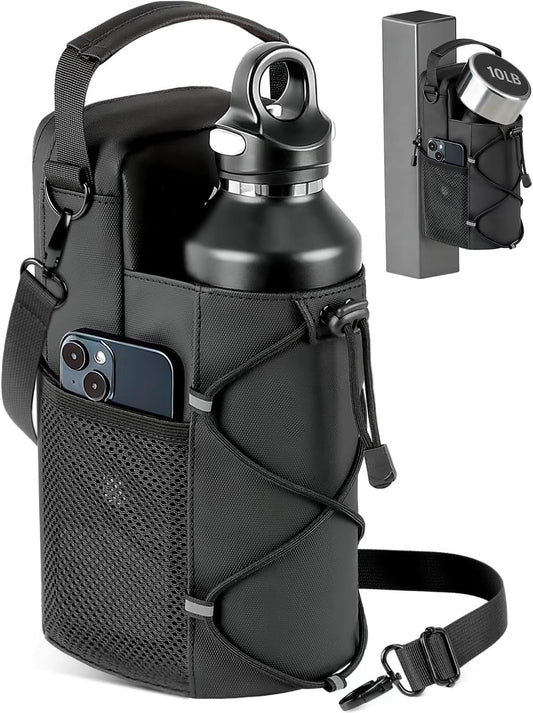 Magnetic Gym Bag for Men - Water Bottle Carrier Holder Bag with Shoulder Strap, 4 Built-in Magnets Gym Gifts for Men