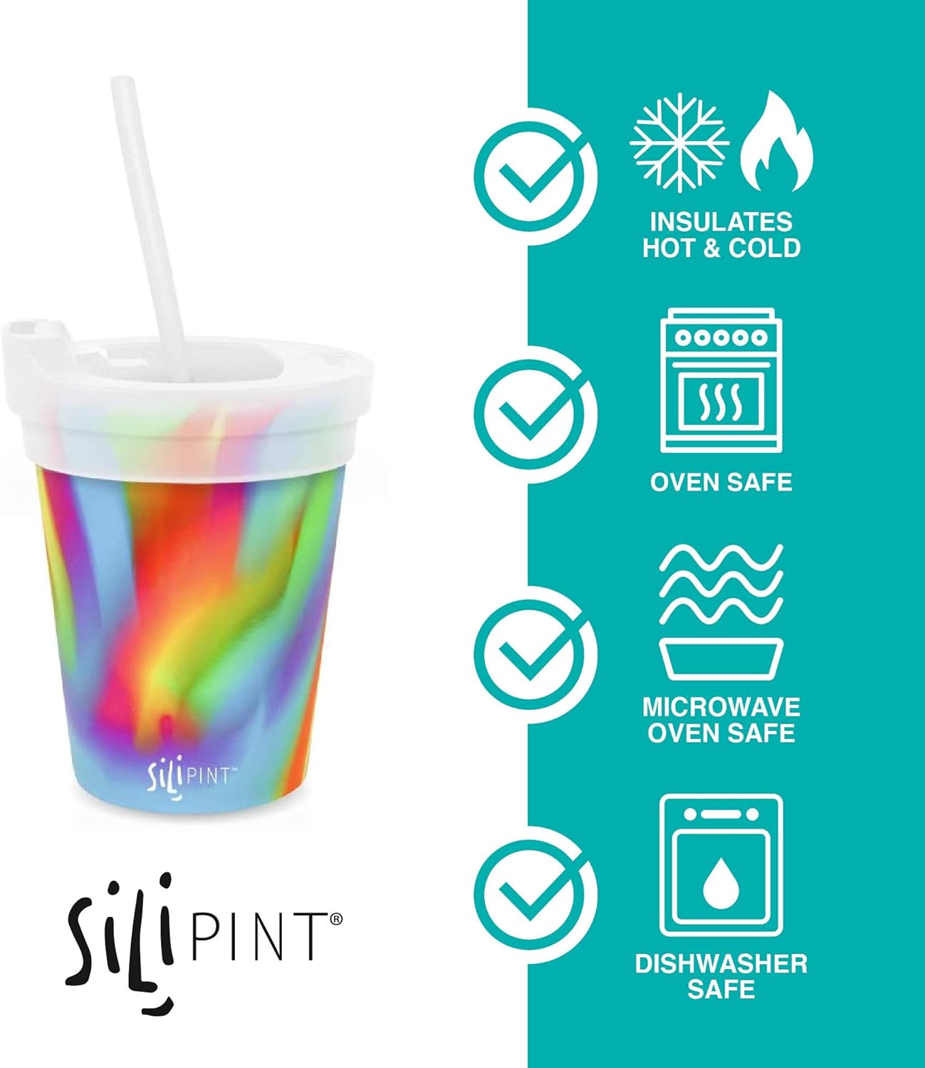 Silipint 8oz Silicone Tumbler with Straw and Lid – Unbreakable, BPA Free, Non-Toxic, Dishwasher, Microwave, Freezer Safe Tumbler Cup – Drinkware for Juice, Smoothies, Coffee (Cool Berry Crush)