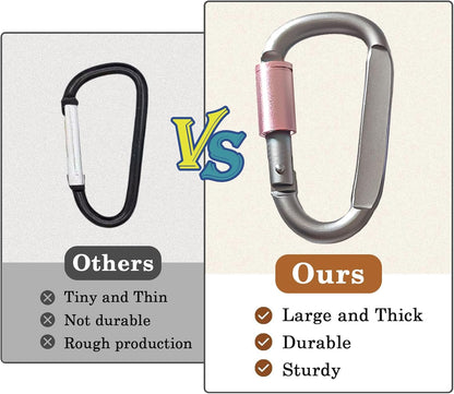 Paracord Keychain/Carabiner Clip - Jaymokes D Ring Metal Hook for Water Bottle, Key, Backpacks and More