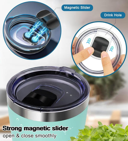 Tumbler Lid for Yeti 20 oz Tumbler, 10/24 oz Mug and 10 oz Lowball, 2 Pack Travel Spill Proof Cup Lids Covers with Magnetic Slider Switch