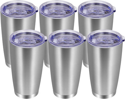VEGOND 20oz Tumbler with Lid and Straw Stainless Steel Tumbler Cup Bulk Vacuum Insulated Double Wall Travel Coffee Mug Powder Coated Coffee Cup, Black, 12 Pack
