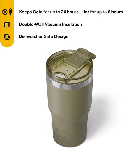 RTIC 20oz Essential Tumbler with Lid, Ceramic Lined, Insulated, Stainless Steel, Metal, Double Wall Vacuum-Insulation, Travel Cup for Iced Coffee, Tea, Hot and Cold Drink, Graphite
