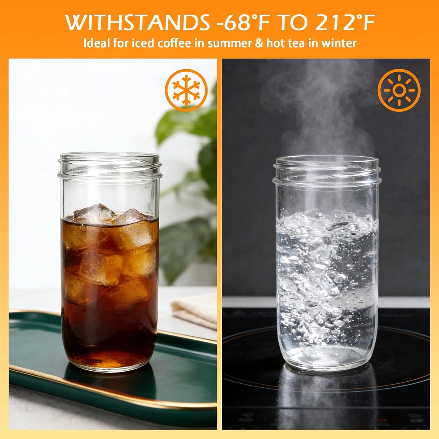 Mapoxy 6 Pack 24oz Mason Jar Cups with Lids and Straws, White Boba Cups Set, Glass Drinking Jars for Bubble Tea, Smoothie, Iced Coffee, Complete with Sleeves, Dishwasher Safe Reusable Tumbler