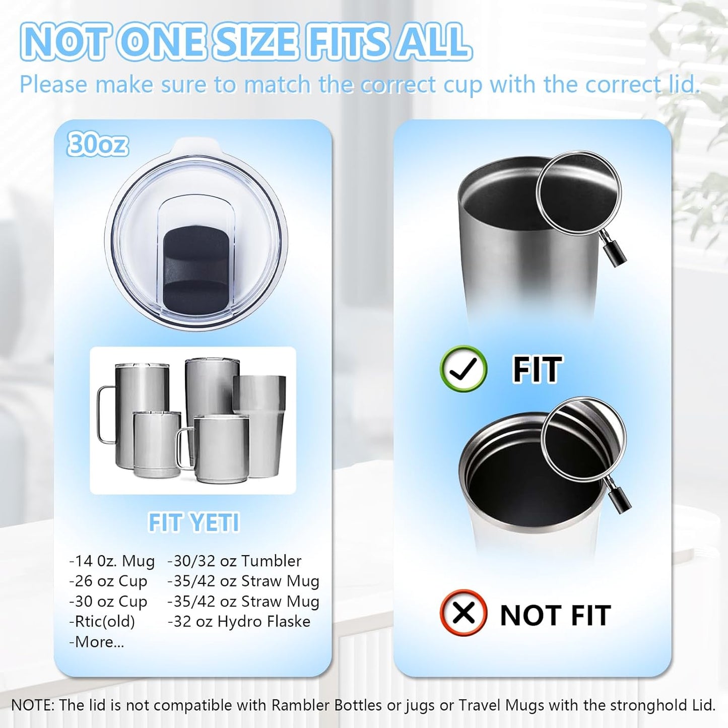4 Pack 20 oz Tumbler Lid, Magnetic Slider Replacement Lids for YETI 20 oz Tumbler, 10/24 oz Mug and 10 oz Lowball, Spill Proof Cup Lids Covers Compatible for Ozark Trail, Old Style Rtic, BPA Free