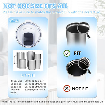 4 Pack 20 oz Tumbler Lid, Magnetic Slider Replacement Lids for YETI 20 oz Tumbler, 10/24 oz Mug and 10 oz Lowball, Spill Proof Cup Lids Covers Compatible for Ozark Trail, Old Style Rtic, BPA Free