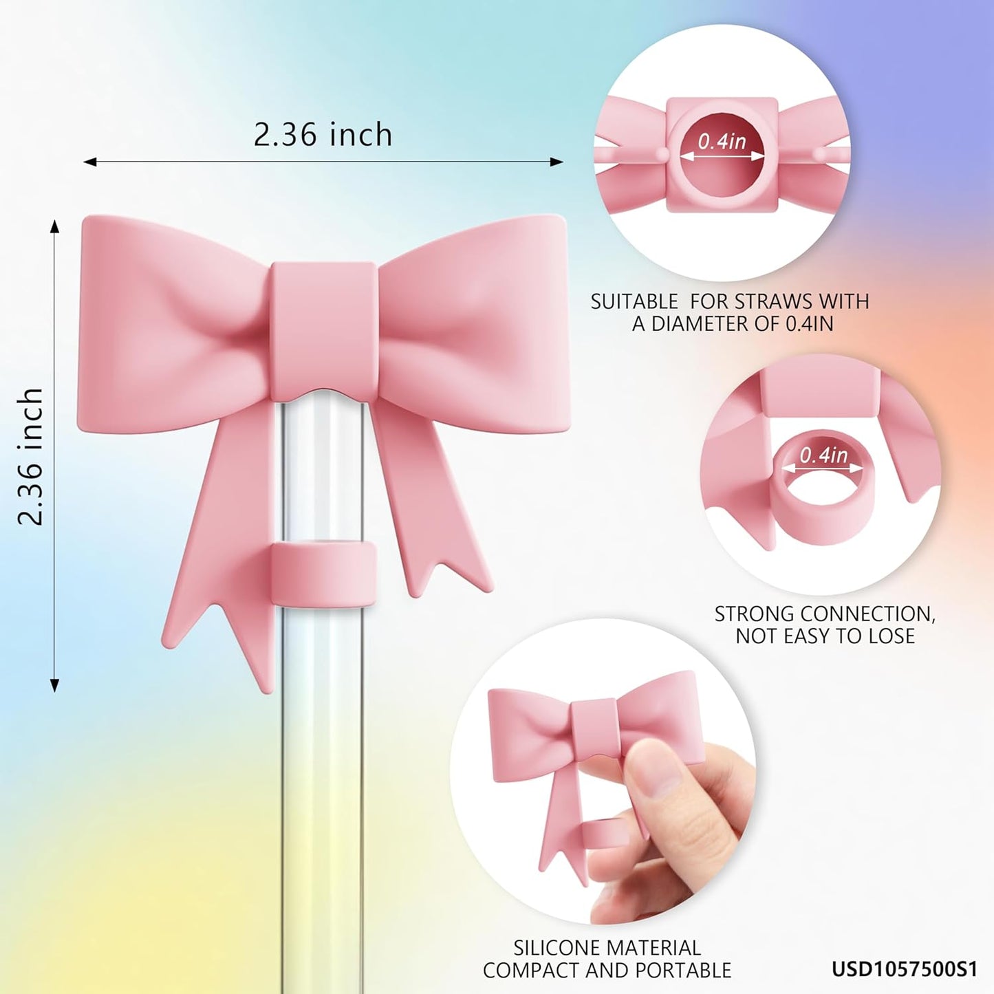 Compatible with Stanley Cup Accessories - 3Pcs 10mm Bow Straw Topper Compatible with Stanley Cup Straw Cover Cap, 2pcs Pink Bow Charms for Stanley 30&40 Oz Tumbler with Handle